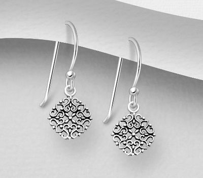 Malın səhifəsinə keç 925 Sterling Silver Oxidized Swirl Hook Earrings