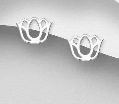 925 Sterling Silver Lotus Push-Back Earrings