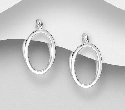 925 Sterling Silver Oval Hinged-Back Earrings