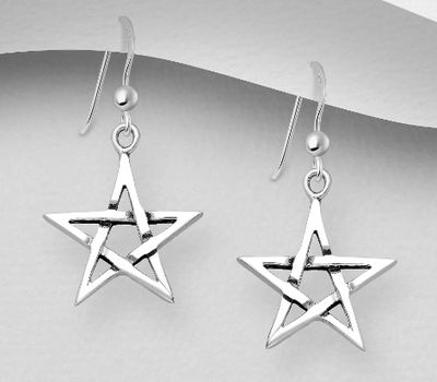 925 Sterling Silver Star Hook Earrings
