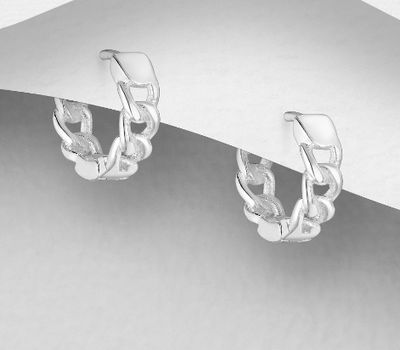 925 Sterling Silver Links Hoop Earrings