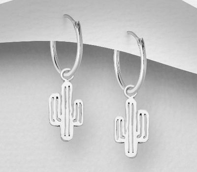 925 Sterling Silver Cactus Hoop Earrings