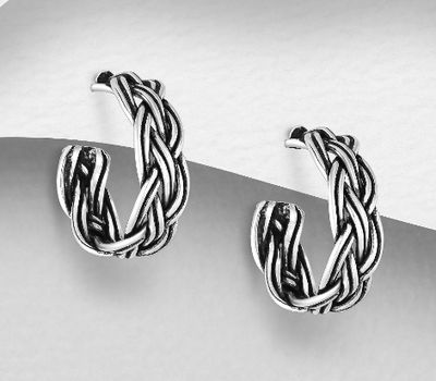 Malın səhifəsinə keç 925 Sterling Silver Oxidized Celtic Weave Push-back Earrings