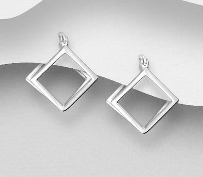 925 Sterling Silver Square Hinged-Back Earrings