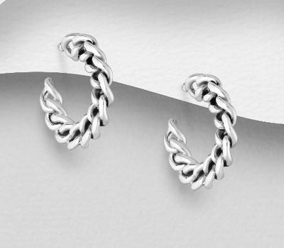 925 Sterling Silver Links Push-Back Earrings