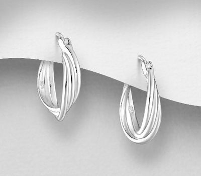 925 Sterling Silver Abstract Hoop Earrings