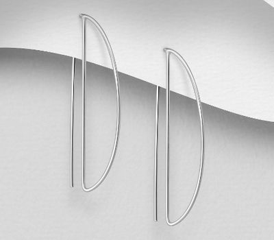 925 Sterling Silver D Shape Hook Earrings