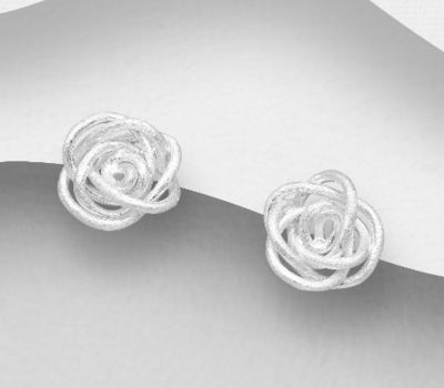 925 Sterling Silver Rose Push-Back Earrings