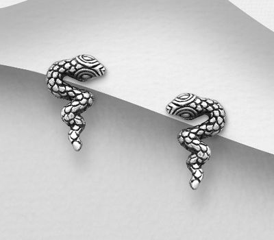 925 Sterling Silver Snake Push-Back Earrings