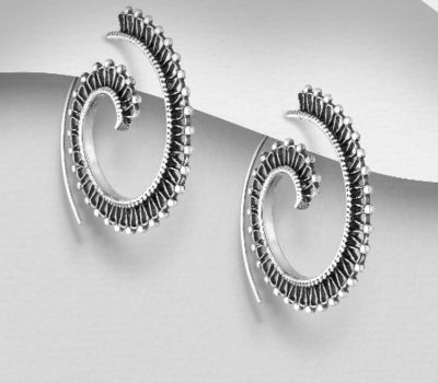 925 Sterling Silver Swirl Hook Earrings