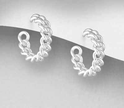 925 Sterling Silver Links Push-Back Earrings