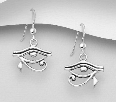 925 Sterling Silver OxidizedThe Eye Of Horus Hook Earrings
