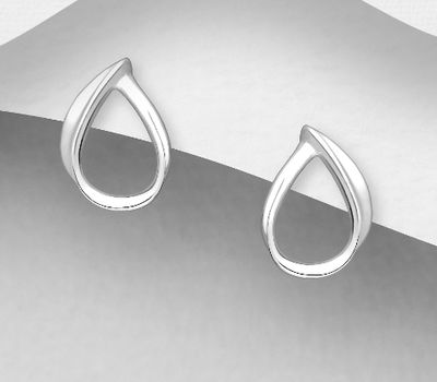 925 Sterling Silver Droplet Push-Back Earrings