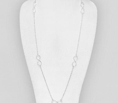 925 Sterling Silver Long Infinity Necklace