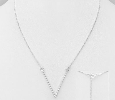 ITALIAN DELIGHT - 925 Sterling Silver Chevron Necklace, Made in Italy.