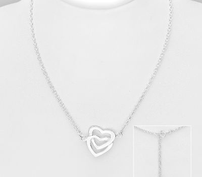 925 Sterling Silver Heart Links Necklace