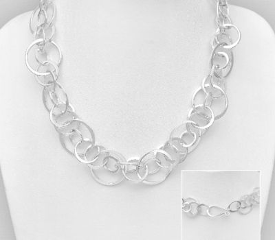 Malın səhifəsinə keç 925 Sterling Silver Large Circle Links Necklace