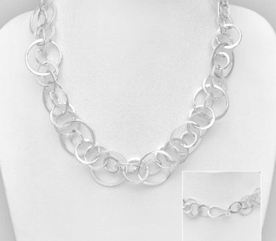 925 Sterling Silver Large Circle Links Necklace