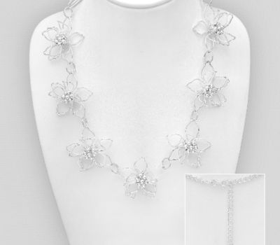 925 Sterling Silver Flower Necklace