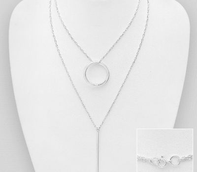 Malın səhifəsinə keç 925 Sterling Silver Bar And Circle Layered Necklace