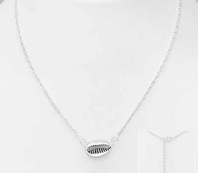 925 Sterling Silver Oxidized Shell Necklace