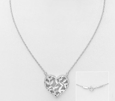 Malın səhifəsinə keç 925 Sterling Silver Leaf And Heart Necklace