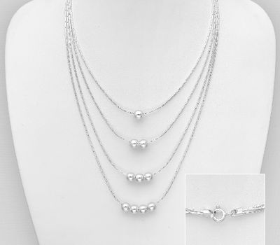 925 Sterling Silver Ball Layered Necklace