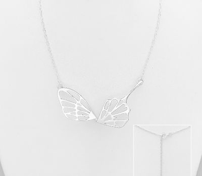 925 Sterling Silver Necklace Featuring Butterfly Wings