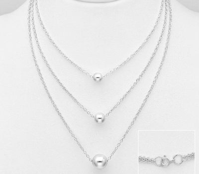 925 Sterling Silver Layered Ball Necklace