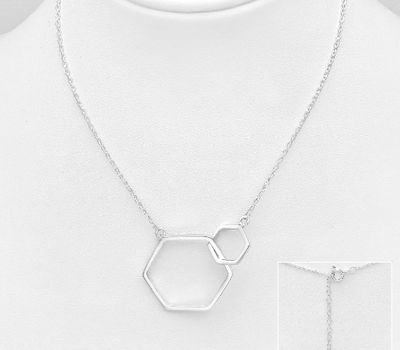 925 Sterling Silver Hexagon Links Necklace