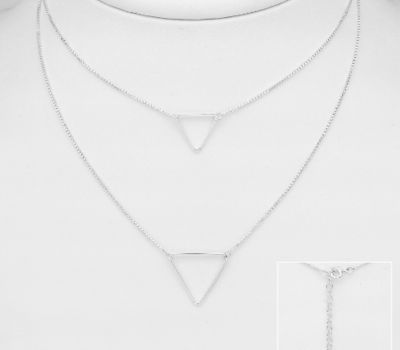 Malın səhifəsinə keç 925 Sterling Silver Layered Triangle Choker