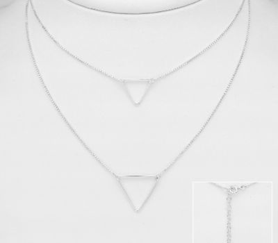 925 Sterling Silver Layered Triangle Choker