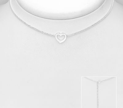 925 Sterling Silver Choker Featuring Heart