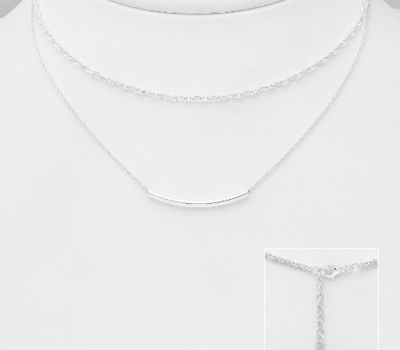 Malın səhifəsinə keç 925 Sterling Silver Layered Bar Choker