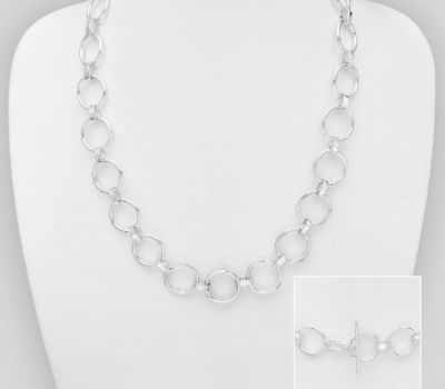 925 Sterling Silver Large Circle Links Necklace