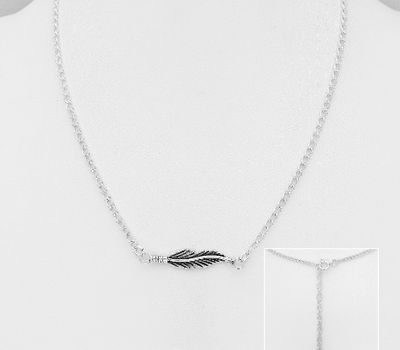 Malın səhifəsinə keç 925 Sterling Silver Feather Necklace
