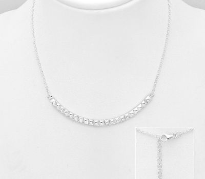 925 Sterling Silver Curved Bar Necklace