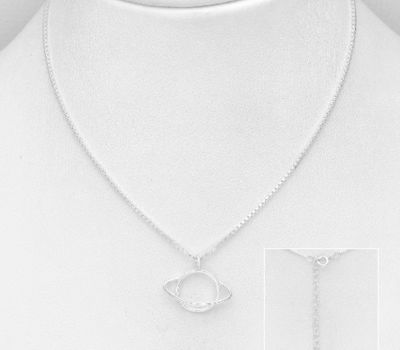 925 Sterling Silver Saturn Necklace