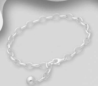 925 Sterling Silver Adjustable Bracelet to which locker-charms can be added
