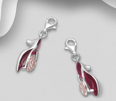 925 Sterling Silver High heel Charm, Decorated with Colored Enamel