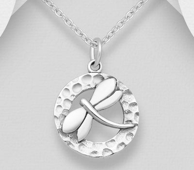 Malın səhifəsinə keç 925 Sterling Silver OxidizedHammered Dragonfly Pendant