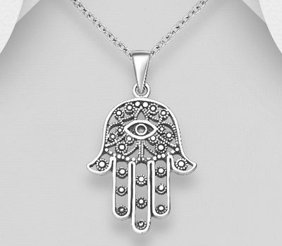 Malın səhifəsinə keç 925 Sterling Silver Hamsa Pendant