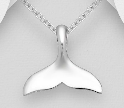 925 Sterling Silver Whale Tail Pendant