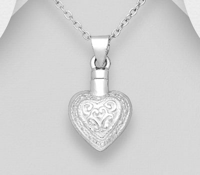925 Sterling Silver Cremation Pendant, Hole size: 2.6 mm.