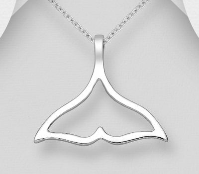 925 Sterling Silver Whale Tail Pendant