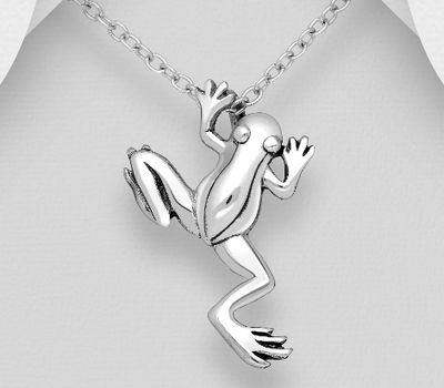 925 Sterling Silver Frog Pendant