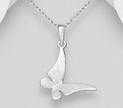 925 Sterling Silver Matt Butterfly Pendant