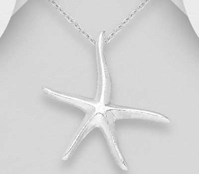 925 Sterling Silver Matt Starfish Pendant