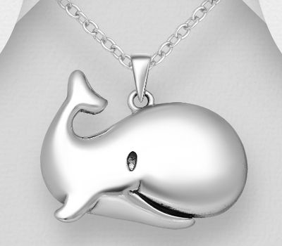 925 Sterling Silver Whale Pendant