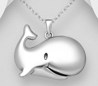 925 Sterling Silver Whale Pendant